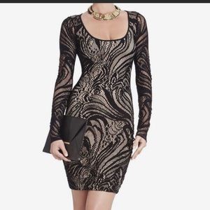 Bcbg Maxazria Vivia Long-Sleeve Lace Dress Black
